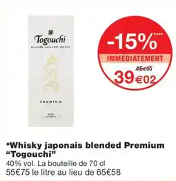 Monoprix Togouchi Whisky japonais blended Premium offre