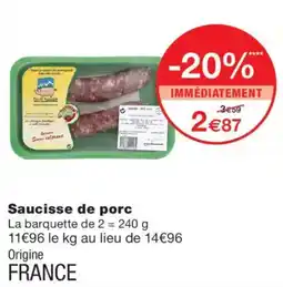 Monoprix Piglet Saucisse de porc offre