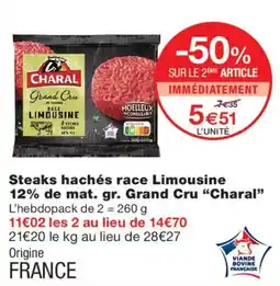 Monoprix Charal Steaks hachés race Limousine offre