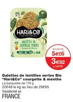 Monoprix Hari&Co Galettes de lentilles vertes Bio offre