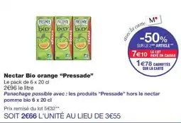 Monoprix Pressade Nectar Bio orange offre