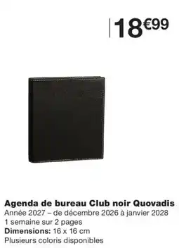 Monoprix Quovadis Agenda de bureau Club noir offre