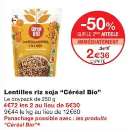 Monoprix Céréal Bio Lentilles riz soja offre