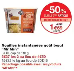 Monoprix Mr Min Nouilles instantanées goût bœuf offre