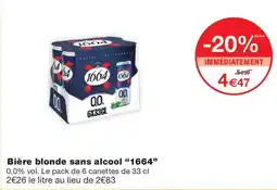Monoprix 1664 Bière blonde sans alcool offre