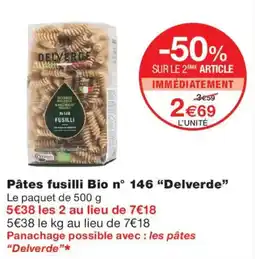 Monoprix Delverde Pâtes fusilli Bio offre