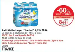 Monoprix Lactel Lait Matin Léger offre