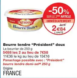 Monoprix Président Beurre tendre doux offre