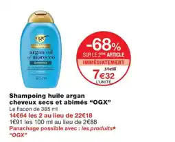 Monoprix OGX Shampoing huile argan cheveux secs et abimés offre
