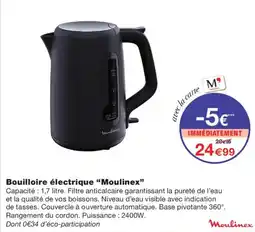 Monoprix Moulinex Bouilloire électrique offre