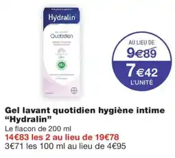 Monoprix Hydralin Gel lavant quotidien hygiène intime offre