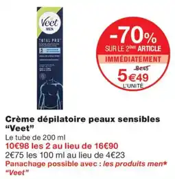 Monoprix Veet Crème dépilatoire peaux sensibles offre