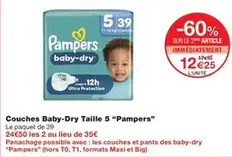 Monoprix Pampers Couches Baby-Dry Taille 5 offre