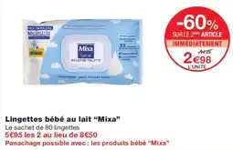 Monoprix Mixa lingettes bébé offre