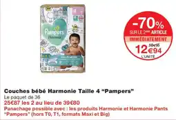 Monoprix Pampers Couches bébé Harmonie offre