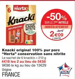 Monoprix Herta knacki original 100% pur porc conservation sans nitrite offre