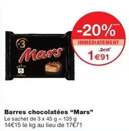 Monoprix Mars Barres chocolatées offre
