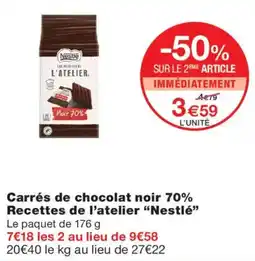 Monoprix Nestlé Carrés de chocolat noir 70% offre