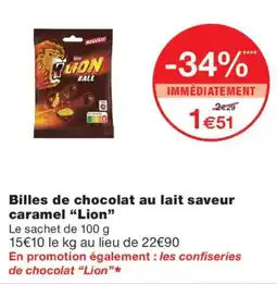 Monoprix Lion Billes de chocolat au lait saveur caramel offre
