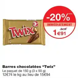 Monoprix Twix Barres chocolatées offre