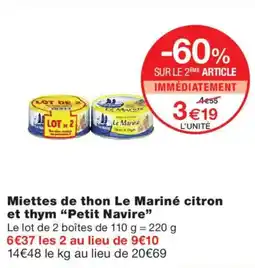 Monoprix Le Mariné Miettes de thon citron et thym offre