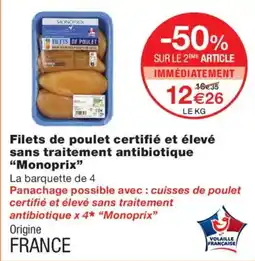 Monoprix Monoprix Filets de poulet offre