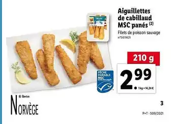Lidl Aiguillettes De Cabillaud Msc Panés offre