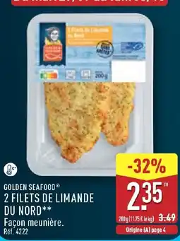 ALDI GOLDEN SEAFOOD 2 FILETS DE LIMANDE DU NORD offre