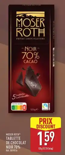 ALDI MOSER ROTH TABLETTE DE CHOCOLAT NOIR 70% offre