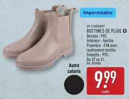 ALDI UP 2 FASHION BOTTINES DE PLUIE offre