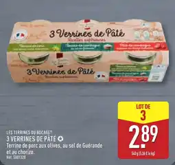 ALDI LES TERRINES DU BOCAGE 3 VERRINES DE PÂTÉ offre