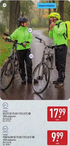 ALDI CRANE VESTE DE PLUIE CYCLISTE offre