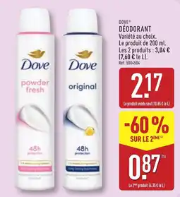 ALDI DOVE DÉODORANT offre
