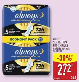 ALDI ALWAYS SERVIETTES HYGIÉNIQUES offre