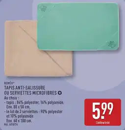 ALDI ROMÉO TAPIS ANTI-SALISSURE OU SERVIETTES MICROFIBRES offre