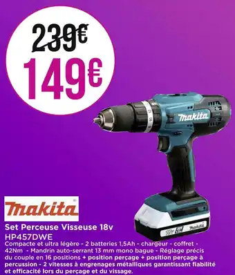 Géant Casino Makita set perceuse visseuse 18v offre