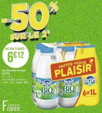 Géant Casino Lactel lait bio demi-écrémé offre