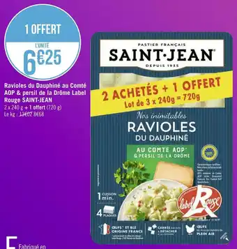 Géant Casino Saint-jean ravioles du dauphiné au comté aop & persil de la drôme label rouge offre
