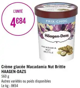 Géant Casino Haagen-dazs crème glacée macadamia nut brittle offre