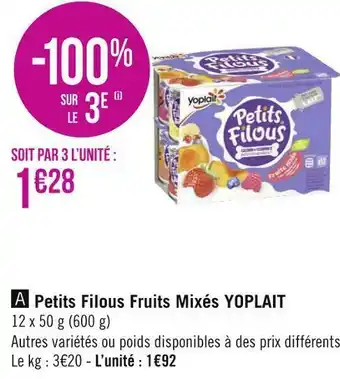 Géant Casino Yoplait petits filous fruits mixés offre