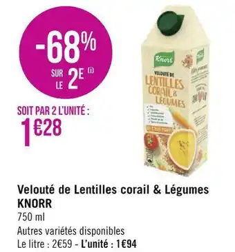 Géant Casino Knorr velouté de lentilles corail & légumes offre