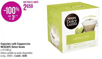 Géant Casino Nescafe capsules café cappuccino dolce gusto offre
