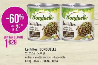 Géant Casino Bonduelle lentilles offre