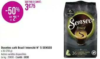 Géant Casino Senseo dosettes café brazil intensité n° 5 offre