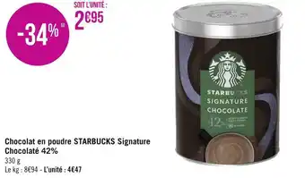 Géant Casino Starbucks chocolat en poudre signature chocolaté 42% offre