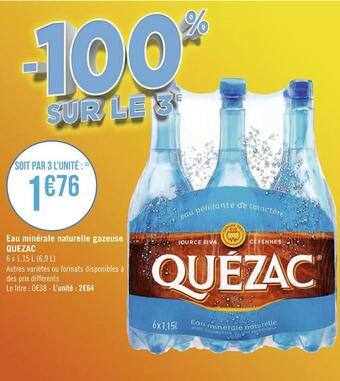 Géant Casino Quezac eau minérale naturelle gazeuse offre