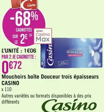 Géant Casino Casino mouchoirs boîte douceur trois épaisseurs offre