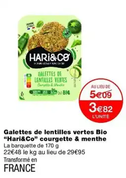 Monop' Hari&Co Galettes de lentilles vertes Bio offre