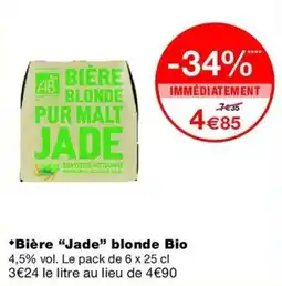 Monop' BIÈRE JADE blonde Bio offre