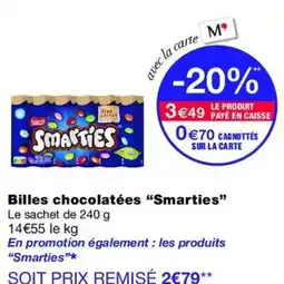 Monop' Smarties Billes chocolatées offre
